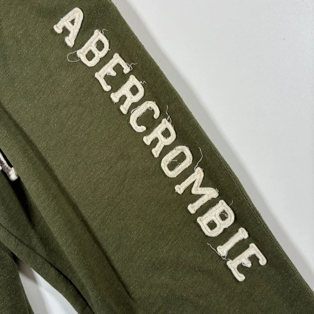 Vintage Abercrombie Fitch Sweatpants Women Medium Olive Green Logo Joggers